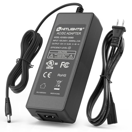 Image of HitLights 12V 96W Power Supply Adapter, UL-Listed 100-240V 50-60Hz AC to DC 12V 8A Transformer Charger Compatible with LED Strip Lights, CCTV & Other Low Voltage Devices