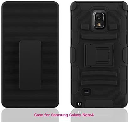 Galaxy Note 4 Case - Galaxy Wireless Samsung Note 4 Rugged Heavy Duty Case - Rugged Holster Case with Kickstand for Samsung Galaxy Note 4 (Black / Black Skin)