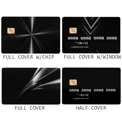 Credit Card Skin, 4PCS Black and Silver Debit Card Skin Cover Set, Minimalist Luxury PVC Waterproof Anti-Wrinkling Bank Card Sticker with Chip, Ideal Gift for Men Women Dad Friends4