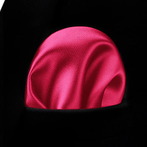 Image of HISDERN Mens Solid Color Ties Formal Satin Necktie and Pocket Square Set Classic Wedding Business Tie & Handkerchief