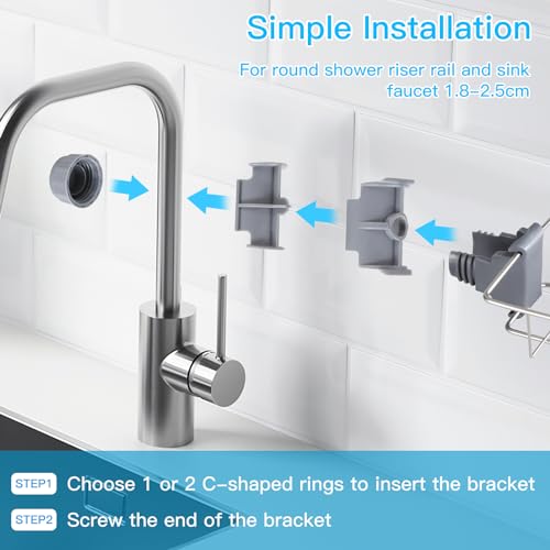 2 Stück Duschablage ohne Bohren Edelstahl, Teleskop Duschregal Rostfrei, Duschkorb zum Hängen, Shampoo Halterung, Duschgelhalter, Seifenhalter, Schwammorganizer für 18-25mm Stange