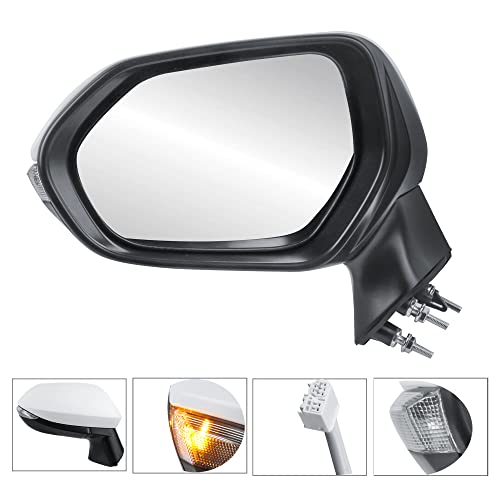 Mostplus Driver Side Unpainted Side Mirror Compatible With 2019 2020 2021 Toyota Corolla Base Se Xle Xse -6 Wire W/Power Heated Led Turn Light Manual Fold View Mirror Left Side-White Cover #TOP1