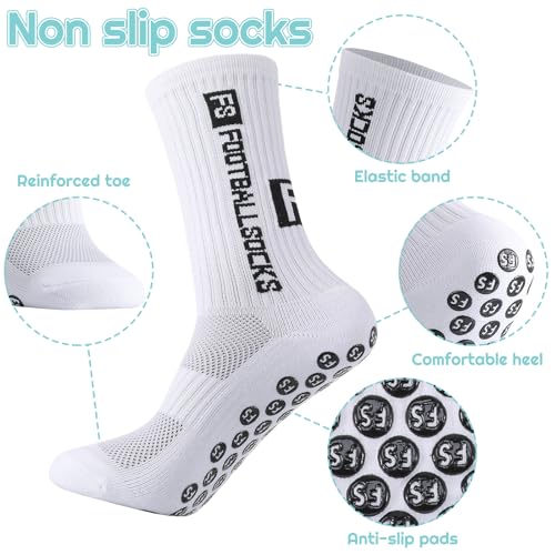 Utensilsto 4 Paare Fußball Socken Jungen 35-39 Grip Socken Fussball Socken Kinder Anti Rutsch Football Socks Rutschfeste Fußball Stutzen Sportsocken für Basketball Laufen Rugby Tennis