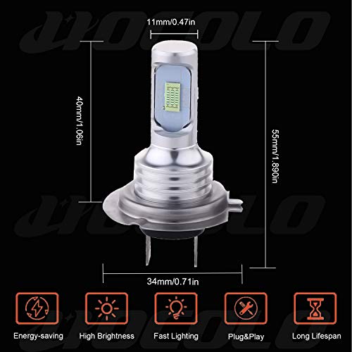 image for HOCOLO H7 LED Bulbs Ice Blue DRL Fog Driving Light Brighting Daytime R