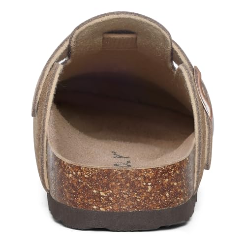 Image of ODOLY Genuine Suede Clogs for Women Men Soft Cork Footbed Leather Mules Comfort Potato Shoes with Arch Support