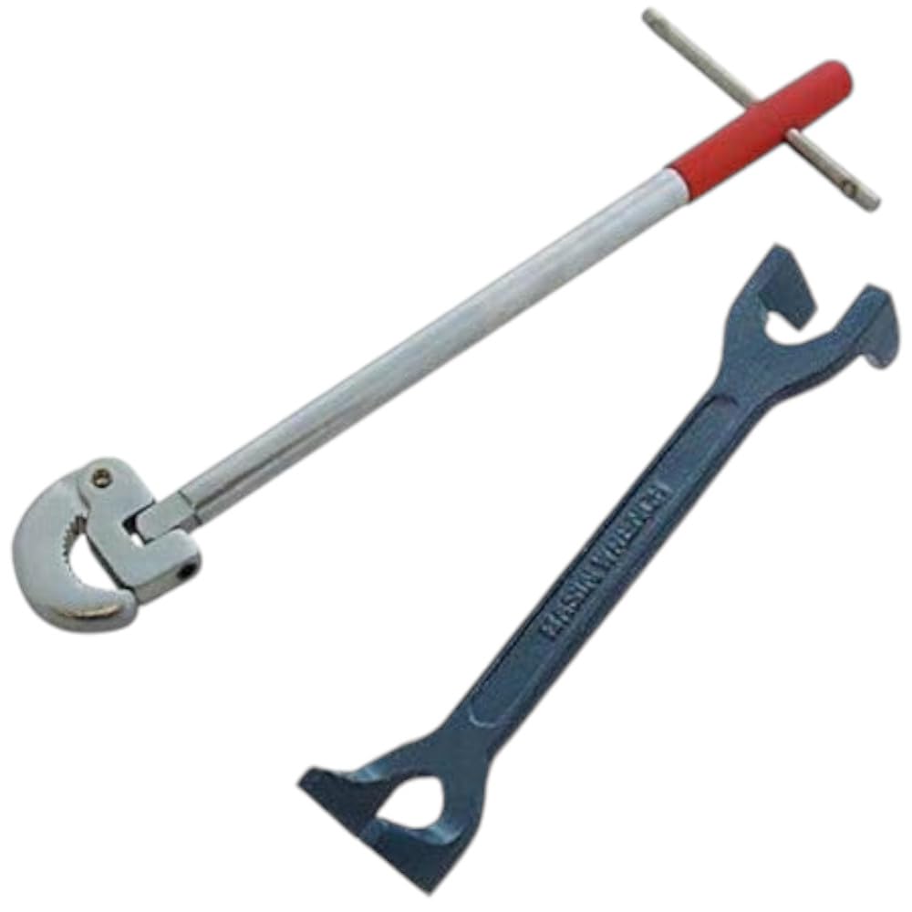 Tooltime Green Tooltime® Plumbers 16" Adjustable Basin Wrench With Pvc Grip + 15Mm And 22Mm Fixed Tap Nut Spanner