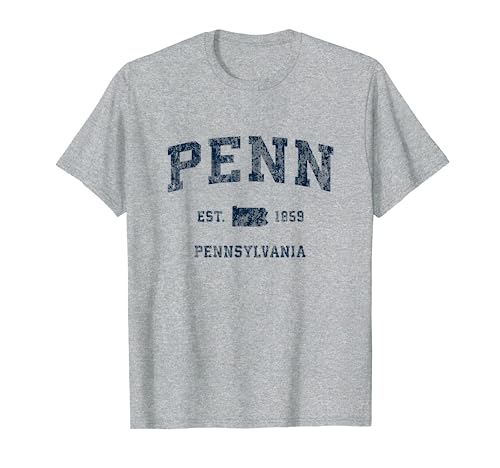 Penn Pennsylvania PA Vintage Sports Design Navy Print T-Shirt
