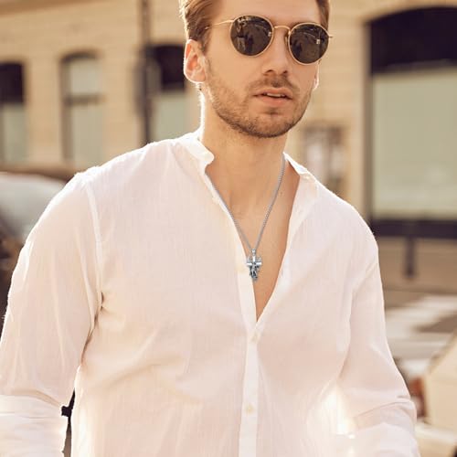 St Michael the Archangel Necklace 925 Sterling Silver Archangel Saint Michael Cross Pendant Necklaces Catholic Amulet Religious Jewelry for Men3