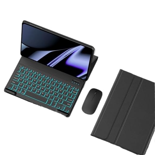 Étui de Protection en Cuir pour Redmi Pad SE 11 Pouces avec Clavier Rétroéclairé et Souris Noir