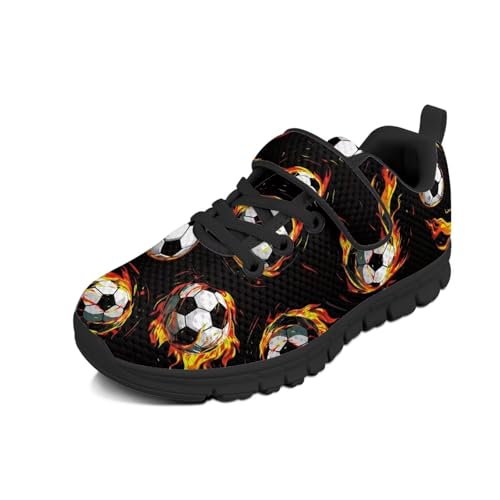 Little Kid Shoes for Boys & Girls Breathable Tennis Running Sneakers for Kids Fire Soccer Pattern