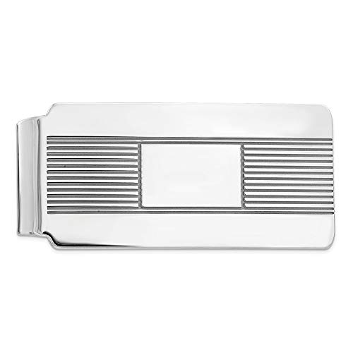 Solid 925 Sterling Silver Men's Slim Business Credit Card Holder Money Clip - 55mm x 26mm - Main Image