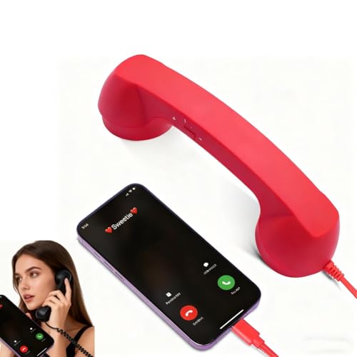 Type-C Retro Telephone Style Landline Handle Receiver, Bluetooth USB Phone Handset for iPhone, Vintage Retro Phone for Cell Phone, Native Union Turn Cell Phones into Landline