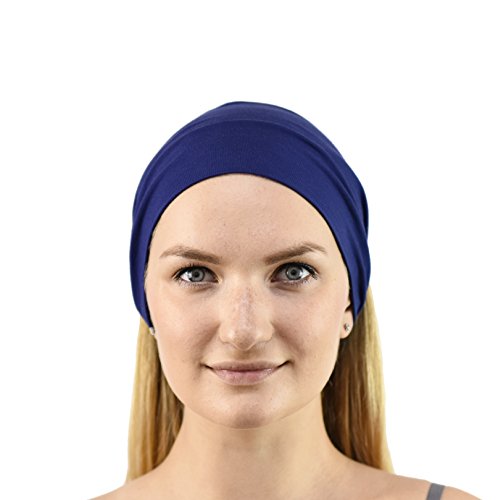 Jasmine Silk Unisex Bamboo Headband Hair Band (Navy) - Image 2