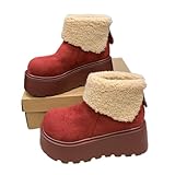 スノーブーツ レディース 雪靴 防寒ブーツ 防寒靴 冬靴 snowboot 歩きやすい 柔らかい おしゃれ 裏起毛 耐磨耗 衝撃吸収 撥水 滑り止め 軽量 通学 通勤 登山 冬用 E-レッド 24.5 cm