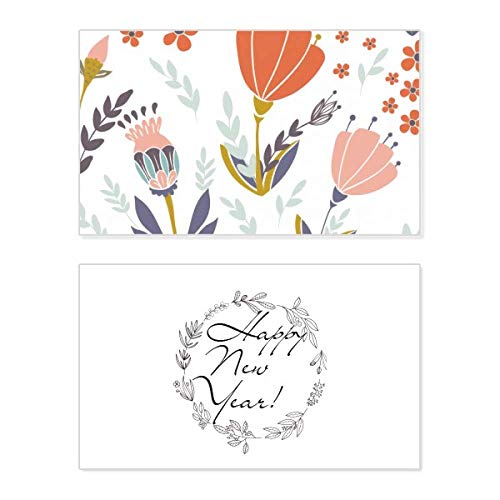 Tarjeta conmemorativa de Año Nuevo con diseño de flores naranja y polvo elegante