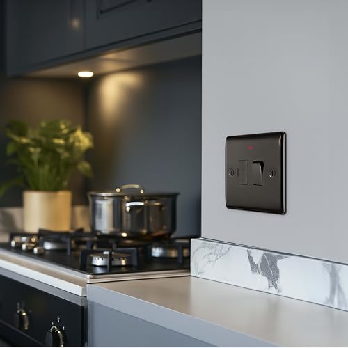 BG Electrical geschaltete gesicherte Anschlusseinheit mit Betriebsanzeige, schwarzes Nickel, 13 A