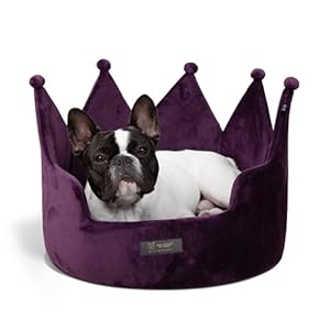 NANDOG Pet Gear Crown Cozy Round Dog and Cat Bed Collection Washable Indoor Pet Bed for Small Breeds -Soft Bed Fits in Crate or Kennel- Made of Ultra Soft Micro-Plush Material (Royal Purple Prive 18″)