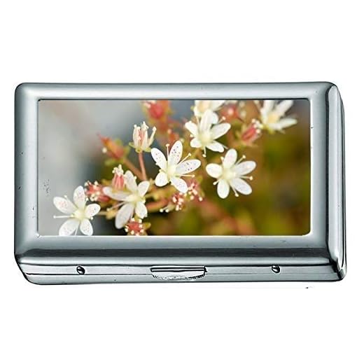 Estuche de Cigarrillos King de Doble Cara, Flores Blancas Fotografía Macro Estuche/Caja de Cigarrillos, Estuche de Tarjeta de crédito para Mujeres Hombres
