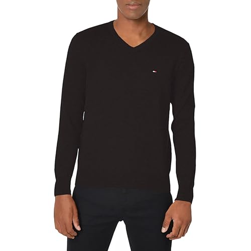 Tommy Hilfiger Men's Essential Long Sleeve Cotton V-Neck Pullover Sweater