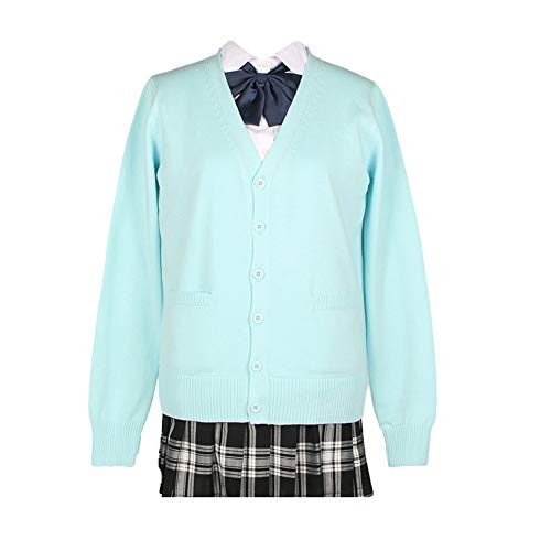 Image of jinghuiyue Women's Cardigan School Uniform Sweater V Neck Button Down Knit Cardigans Coat with Pockets
