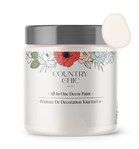 Country Chic All-in-One Chalk Paint for Furniture, Cabinets, Home Decor, Eco-Friendly, Matte Finish, Built-In Primer & Top Coat for Wood, Metal - Crinoline (Off White) - Pint 16 oz (475 ml)