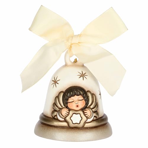 THUN, Campanella con Angelo in Ceramica, Collezione Magia del Natale, Campanella Limited Edition 2024 da Collezione, Idea Regalo per Natale, 7,1 x 7,1 x 7,8 cm, Color Bianco