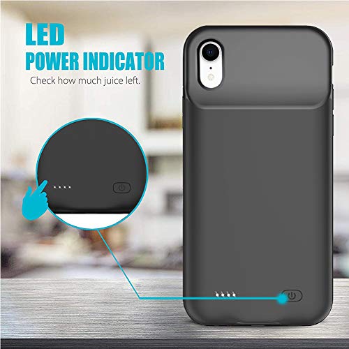 Snronew 01 Battery Case For Iphone Xr, Full Encircle 7000Mah Ultra-Slim Rechargeable Smart Portable Charging Cover Extended Battery Pack Compatible With Iphone Xr (6.1 Inch) Charger Case Support Carplay-Black thumb #2