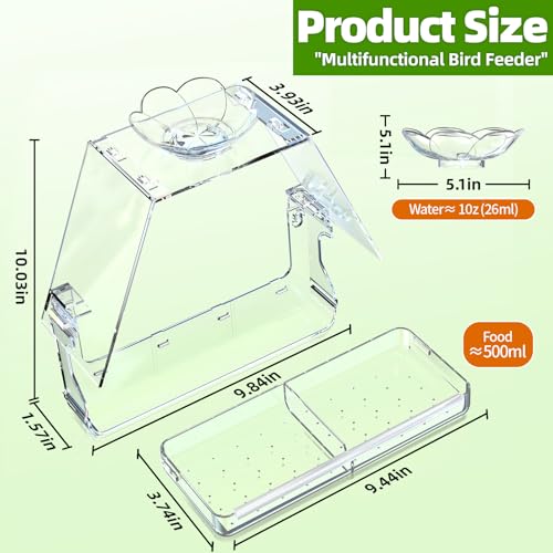 Image of WENMIXER Window Bird Feeder with Non-Marking Self-Adhesive Hooks