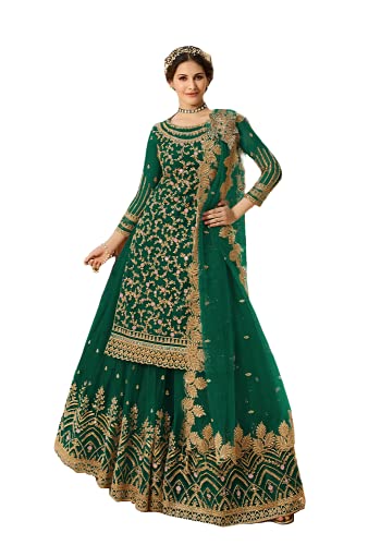 Indian/Pakistani Style Party Wear Embroidered Salwar Kameez Sharara Suit Ready To Wear