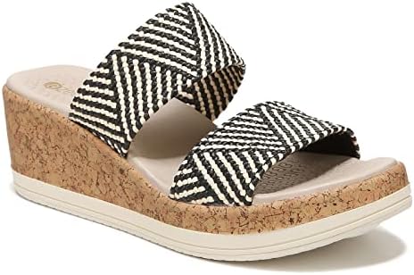BZees Womens Resort Cork Strappy Wedge Sandal, Black Natural, 8 Wide US | Image 3