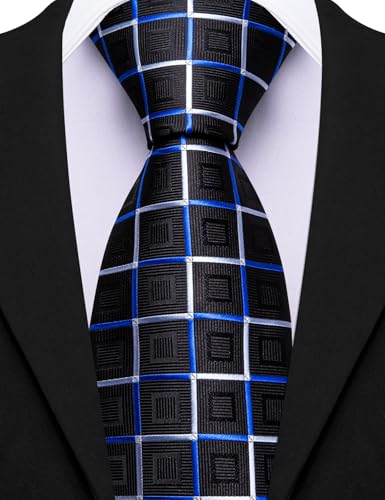Image of Barry.Wang Mens 6 PCS Ties Silk Striped Paisley Check Floral Necktie Silky Woven Wedding Business Party Ties 3.34 inch