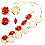 Haysandy 5 Pcs Red Gem Waist Belt Women Waist Chains with Gem and Round Acrylic Rhinestones for Halloween Cosplay Accessories(43 Inch)