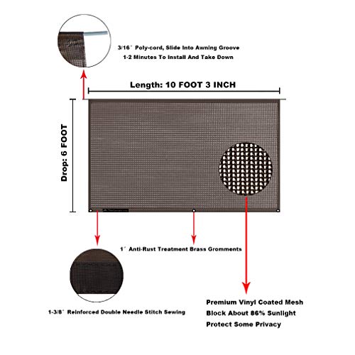 Image of RV Awning Mesh Sun Shade Screen for Motorhome Camper Trailer Sunshade