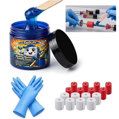 Image of 100g High-Viscosity Damping Grease for Washing Machine Suspension Rods | 35,000 cSt washer suspension rod grease with 16 red and white foam inserts for vibration, shaking, and noise control.