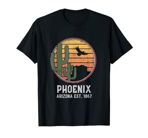Phoenix Arizona Retro Cactus y Sol Camiseta