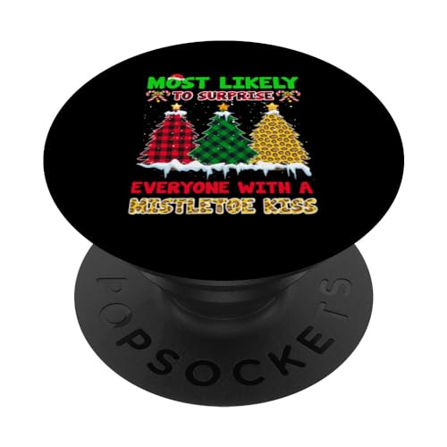 Pyjama familial assorti à Noël amusant avec inscription « Most Likely To I » PopSockets PopGrip Interchangeable