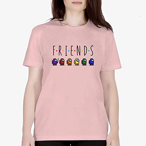 Camiseta Algodão Unissex Among Us Friends Jogo Detetive Moda (Rosa Claro, GG)