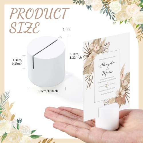 Image of Affrolling 48 Pcs White Place Card Holders Wooden Table Number Holders Bulk Mini Cylinder Table Stand for Name Cards Photo Picture Menu Tag Display Wedding Birthday Party Banquet Restaurant
