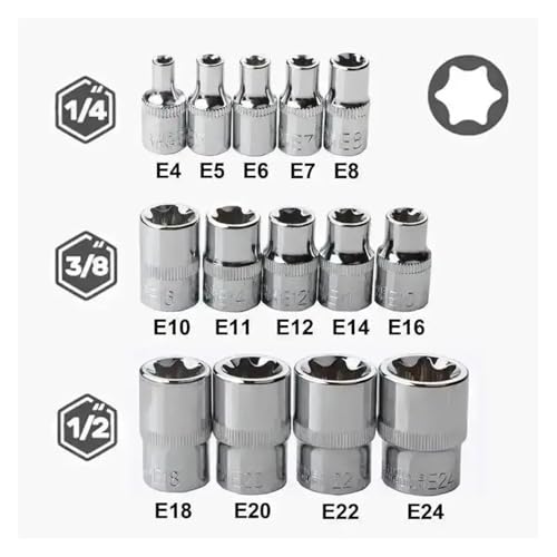 Set de 14 piezas dados Female E Torx con estuche miniatura 5