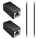 2 Pack RJ45 to RJ11 Adapter, 8P8C to 6P4C Converter with 0.15m RJ11 Telephone Cable, Phone to Ethernet Adapter, Black Telephone Adapter for Analog Phone Fax Machine ADSL Modem Landline Connection