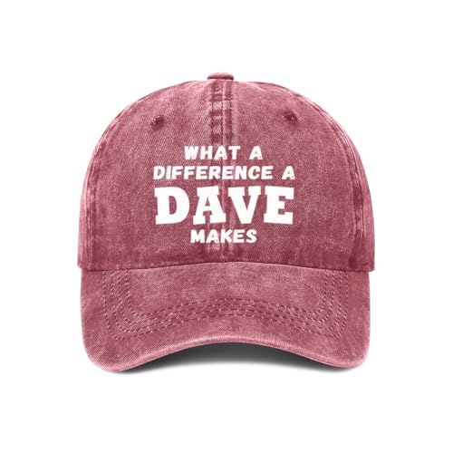 What A Differences A Dave Makes Hat Baseball Cap Hats for Men Adjustable Hat Red