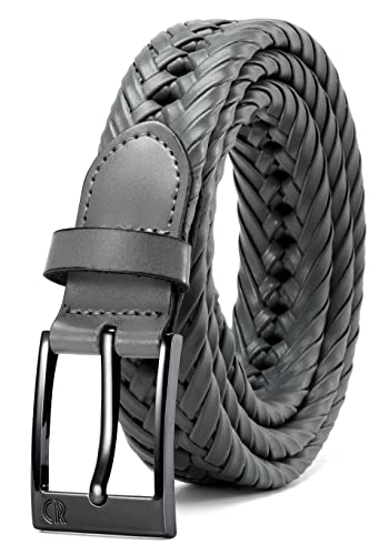 Image of Chaoren Leather Ratchet Belt 2 Pack Dress with Click Sliding Buckle 1 3 /8 inch in Gift Set Box - Adjustable Trim to Fit