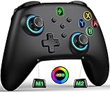 🎮Ein-Klick-Verbindung----Switch Controller ermöglicht eine Ein-Klick-Verbindung mit einer Synchronisations-Taste auf der Rückseite. Beim ersten Verbinden halten Sie diese Taste etwa 3 Sekunden lang gedrückt, bis die HOME-Taste weiß leuchtet. Lassen Sie dann die Taste los und das Switch-System zeigt die Verbindungsseite an. Nach dem ersten Verbinden können Sie das System durch Drücken der HOME-Taste aktivieren und es wird automatisch wieder verbunden.