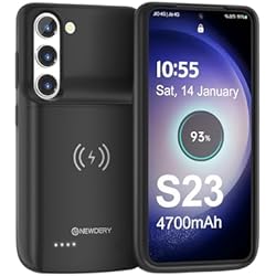 Cargador Qi Con Funda NEWDERY Funda de batería para Samsung Galaxy S23, 7400mAh Batería de Carga portátil Batería Recargable Funda Protectora Power Bank Funda de batería para Galaxy S23(Compatible con Carga Qi)