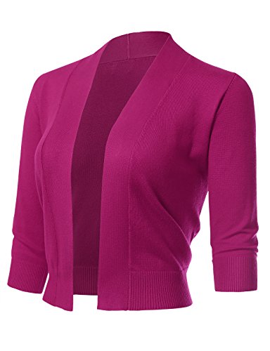 Image of Allsense Women's 3 /4 Sleeve Cropped Shrug Cardigan | Classic Bolero, Open-Front, Lightweight Soft Fine Knit Cover Up