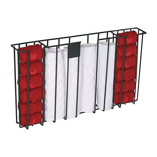 EASY-UP Double Bandage & Quilt Rack | Organize Your Horse Care Essentials | Large Holding Capacity | Easy to Mount | Black Coated Vinyl Steel | 5 Year Warranty