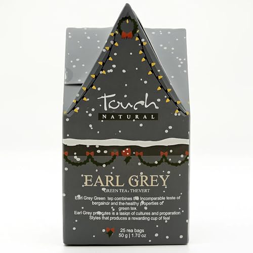 Cofre Tienda de Té de Navidad | 25 Bolsitas de Té Verde Earl Grey con Bergamota | Aroma Natural | Caja Regalo Festiva | Especial Navidad