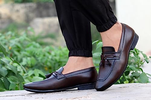 Image of VIV Brown Synthetic Formal Loafers for Men - 10 UK