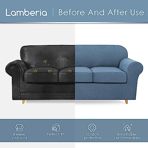 Lamberia High Stretch Sofa Cover For 3 Cushion Couch 4 Pieces Thick &Washable Plush Jacquard Sofa Slipover Couch Cover Furniture Protector For Dogs,Pets&Kids #TOP4