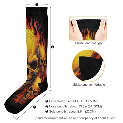 Flame Skeleton 1Pairs Compression Socks of Men & Women,Knee-High Sports Socks for Women & Men Winter Hiking Soccer Running Cycling Nurses Travel3